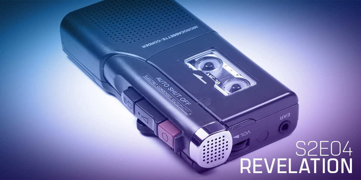 A picture of a handheld tape recorder